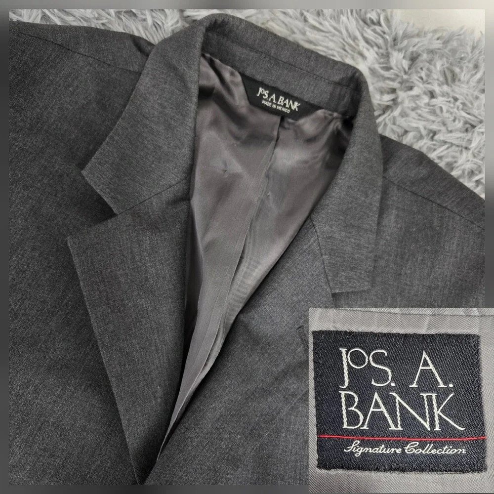Jos A. Bank Mitchell Signature 44L Gray 3 Button Single Vent Blazer Sport Jacket